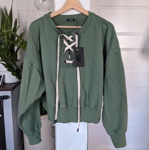 Bassike Front tie fleece Sweatshirt